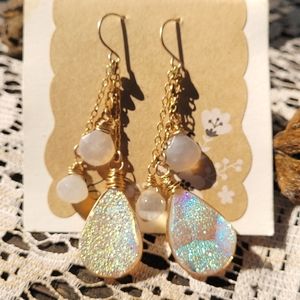 14k gold Drury moonstone earrings